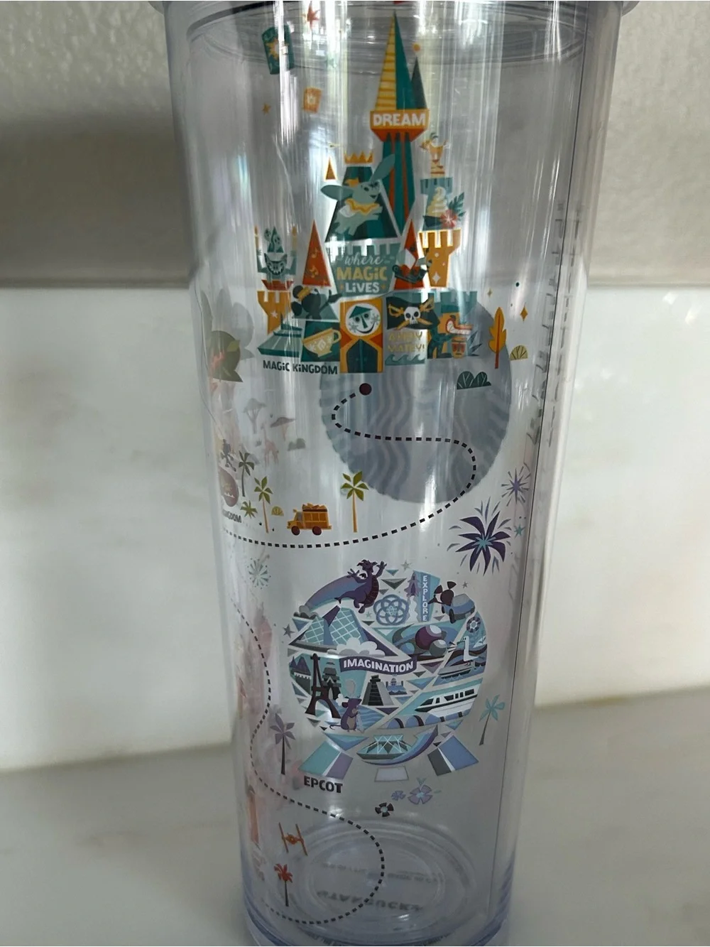 2020 Starbucks Disney World Parks Icons Map Cold Cup Venti Plastic Tumbler 24oz